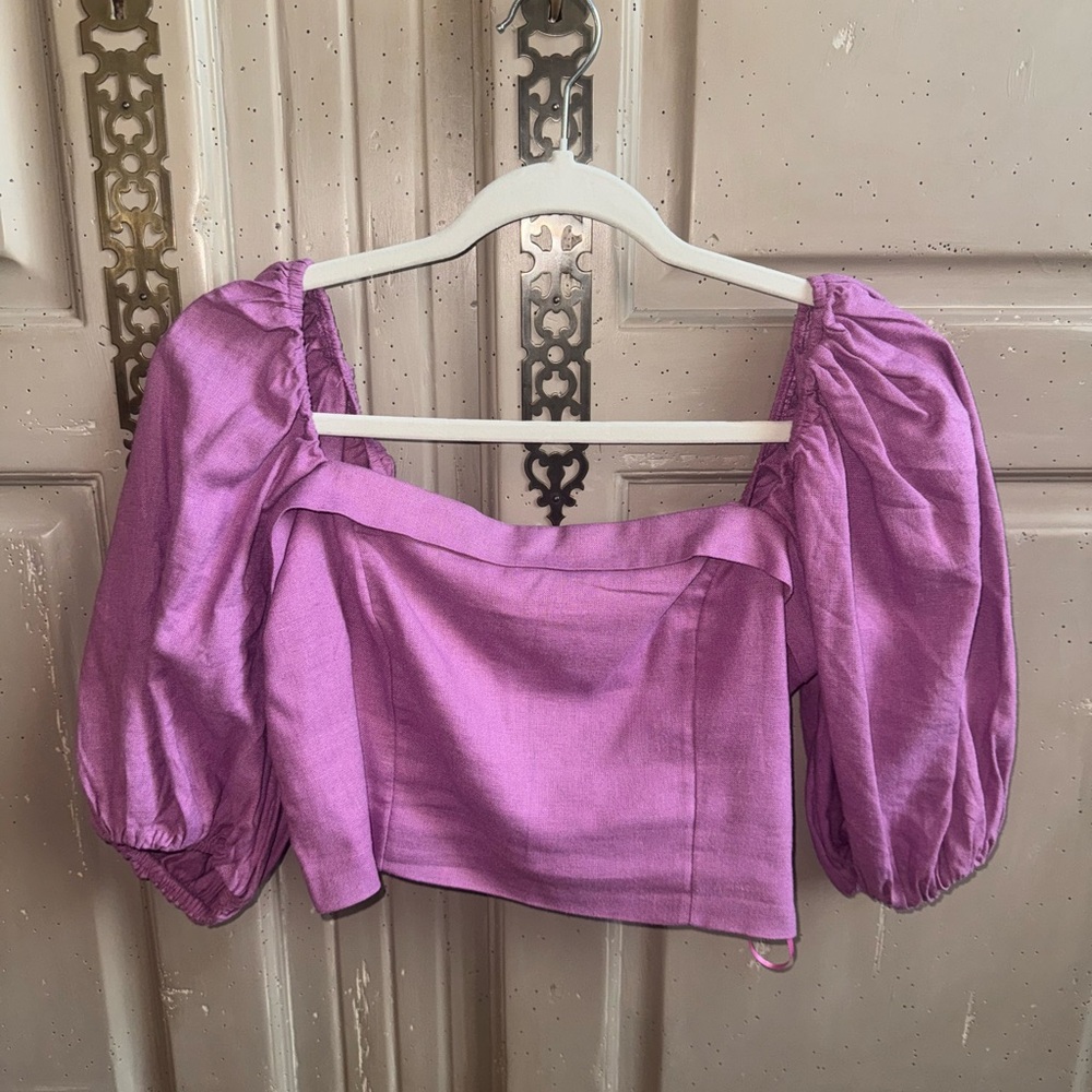 Abercrombie & Fitch Lavender Puff Sleeve Blouse